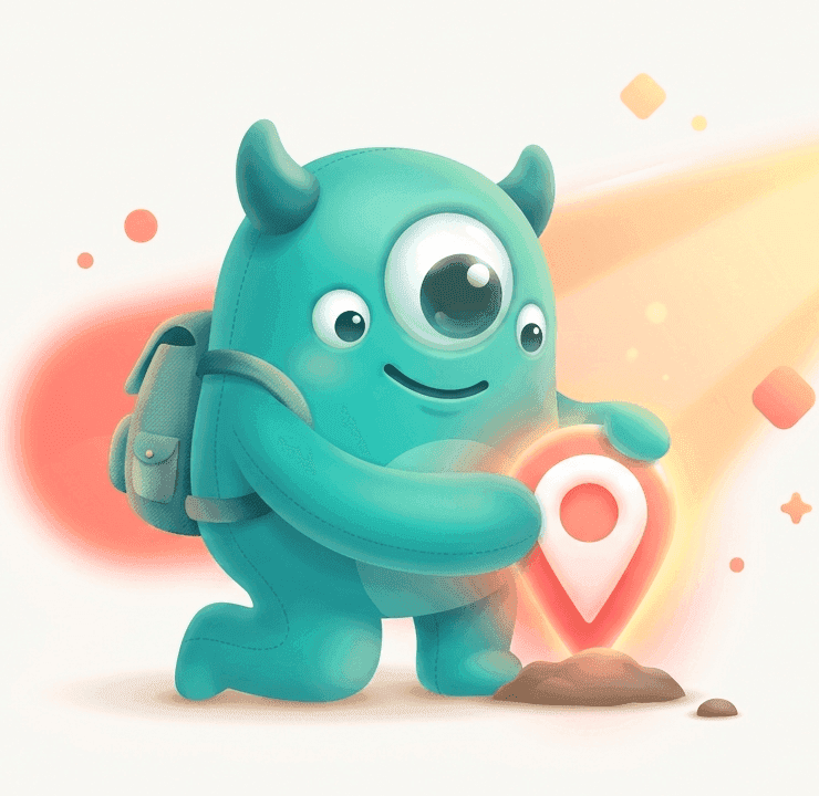 Ranky, the GBPmonster mascot, ready to improve your Google rankings